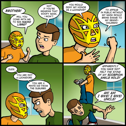 Nacho Libre, wrestling mask, Luchadore, delusion