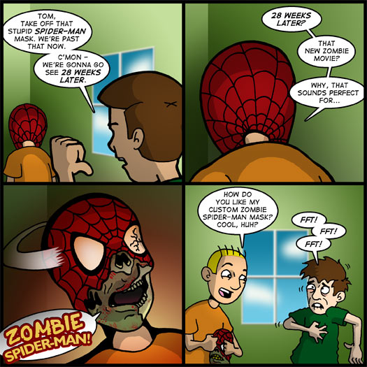 Spider-Man 3, 28 Weeks Later, Zombie Spider-Man, mask, scary